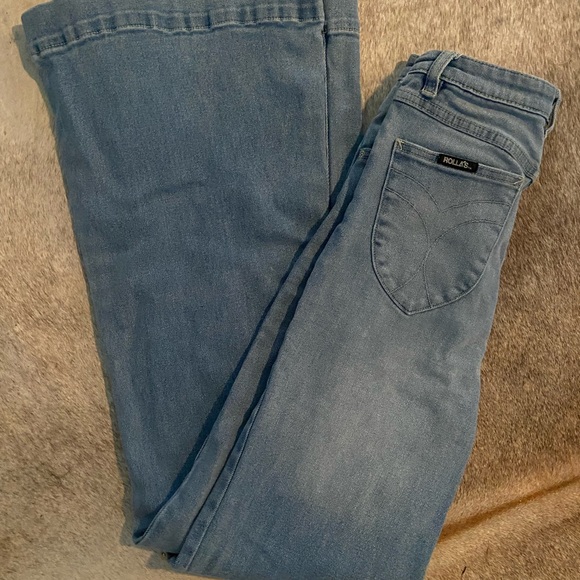 Rolla's Women's Eastcoast Flare High Rise Blue Denim Jean Wide Leg 27R (27x33) - Picture 3 of 4